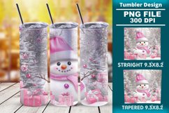 Pink Christmas snowman 20oz tumbler wrap design Product Image 1