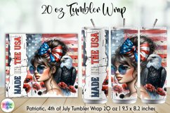 Made in the USA Patriotic Tumbler Wrap, Fourth of July PNG Product Image 1