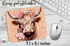 Heifer with Flowers Mouse Pad, Vintage Distressed Heifer PNG Product Image 1