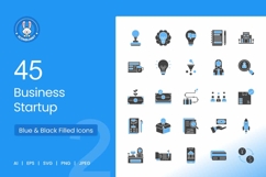 Business Startup Blue &amp; Black Icons Product Image 1