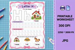 Letter h letters printable alphabet tracing worksheet Product Image 1