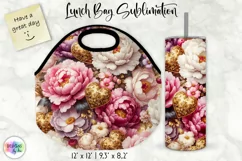 Vintage Floral Lunch Bag Design | Baroque Peony Flowers Product Image 1