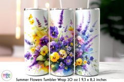 Summer Flowers Tumbler Wrap, Watercolour Flowers Tumbler Product Image 1