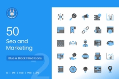 SEO &amp; Marketing Blue &amp; Black Icons Product Image 1
