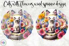 Cat with Flowers Wind Spinner, Spring Flowers and Kitten PNG Product Image 1