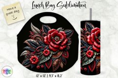 3D Leather Flowers Lunch Bag, Embossed Leather Tumbler Wrap Product Image 1