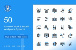 50 Future of Work &amp; Hybrid Workplace Systems Icons Product Image 1
