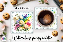 Watercolour Peonies Coaster Bundle | Peony Flowers PNG Product Image 11