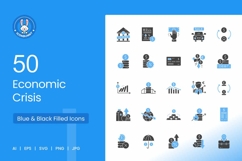 Economic Crisis Blue &amp; Black Icons Product Image 1