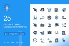 25 Climate &amp; Carbon Management Platforms Icons set. Product Image 1