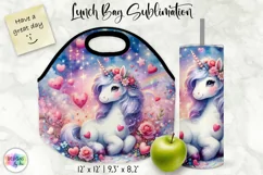 Valentines Day Lunch Bag, Unicorn Magic Lunch Bag & Tumbler Product Image 1