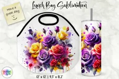 Watercolour Roses Lunch Bag | Watercolour Roses Tumbler Wrap Product Image 1