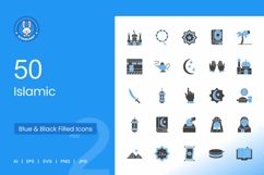 Islamic Blue &amp; Black Icons Product Image 1