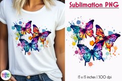 Butterfly Sublimation | Watercolour Colourful Butterfly PNG Product Image 1