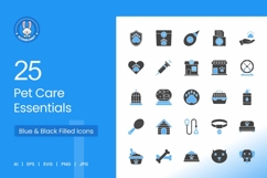 Pet Care Essentials Blue &amp; Black Icons Product Image 1