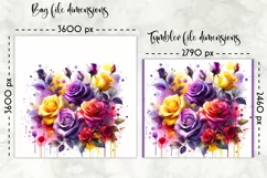 Watercolour Roses Lunch Bag | Watercolour Roses Tumbler Wrap Product Image 2
