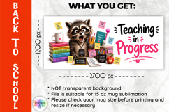 Funny Raccoon Teacher Mug Wrap PNG, Back to School PNG Product Image 2