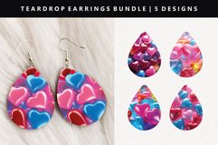 Puff Heart Teardrop Earring Sublimation PNG Design Product Image 1
