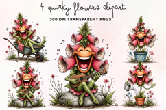 Quirky Flowers Clipart PNG Product Image 1