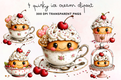 Quirky Ice Cream Clipart PNG Product Image 1
