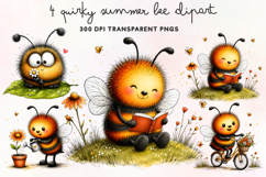 Quirky Summer Bee Clipart PNG Product Image 1