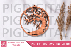 Laser Cut Tree &amp; Woman Ornament SVG Bund Product Image 9