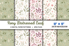 Rosy Distressed Leaf Digital Paper JPG Product Image 1