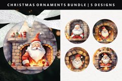 Funny Santa Round Christmas Ornament Sublimation PNG Product Image 1
