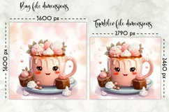 Christmas Lunch Bag Print | Kawaii Hot Chocolate and Cookies Product Image 2