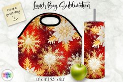 Shimmering Golden Snowflakes Lunch Bag | Snowflakes Tumbler Product Image 1