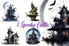 8 Spooky Halloween Castles Illustration Cartoon Collection Product Image 1