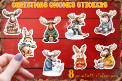 Cute christmas deer and bunny Stickers | animal Stickers Product Image 1