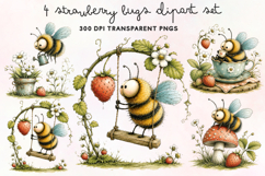 Strawberry Bugs Clipart PNG Product Image 1