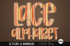 Preppy Stripe Fall Lace PNG Alphabet | Sublimation Font Product Image 1