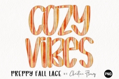 Preppy Stripe Fall Lace PNG Alphabet | Sublimation Font Product Image 2