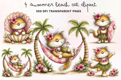 Summer Beach Cat Clipart PNG Product Image 1