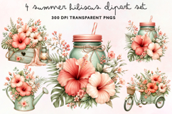 Summer Hibiscus Clipart PNG Product Image 1