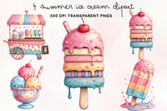 Summer Ice Cream Clipart PNG Product Image 1
