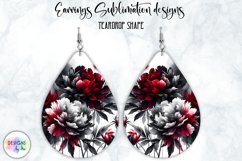 Peony Earrings Sublimation | Watercolour Peonies | Teardrop Product Image 1