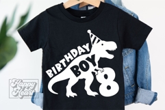 TRex 8th Birthday Boy SVG - Eight Dinosaur Shirt Clipart PNG Product Image 2