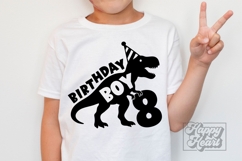 TRex 8th Birthday Boy SVG - Eight Dinosaur Shirt Clipart PNG Product Image 4
