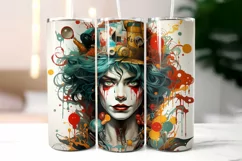 Vintage Clown Face Creepy Halloween Tumbler Wrap Sublimation Product Image 2