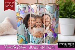 Stained Glass Photo Tumbler PNG - Flowers Picture Tumbler Product Image 1