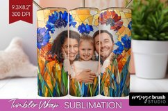 Stained Glass Photo Tumbler PNG - Flowers Picture Tumbler Product Image 1