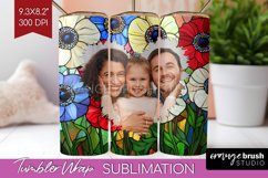 Stained Glass Photo Tumbler PNG - Flowers Picture Tumbler Product Image 1