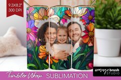 Stained Glass Photo Tumbler PNG - Flowers Picture Tumbler Product Image 1
