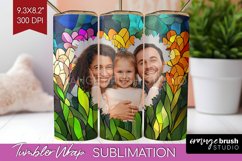 Stained Glass Photo Tumbler PNG - Flowers Picture Tumbler Product Image 1