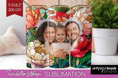 Stained Glass Photo Tumbler PNG - Flowers Picture Tumbler Product Image 1