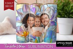 Stained Glass Photo Tumbler PNG - Flowers Picture Tumbler Product Image 1