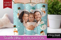 Christmas Photo Tumbler PNG - Snowman Picture Tumbler Wrap Product Image 1
